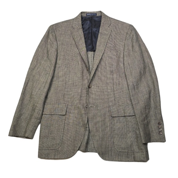 Polo Ralph‎ Lauren Custom Fit Sport Coat Mens 40R 40 Gray Pattern Made Italy VTG